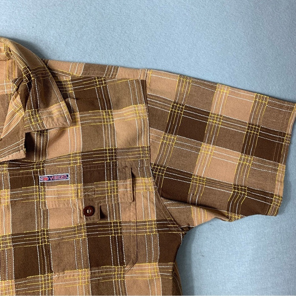 Y2K Veezo Wear Shirt Men's XL Short Sleeve Plaid Button Up Western Casual - Picture 5 of 15